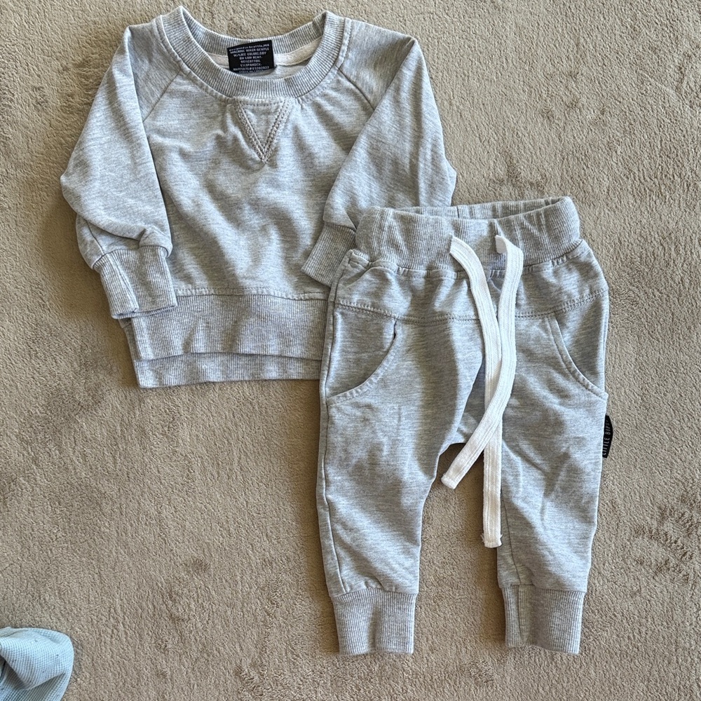 Little Bipsy Grey Baby Sweatshirt and Jogger Set